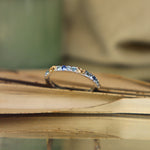 Bluebell Montana Sapphire Ombre Ring with Golden Leaves