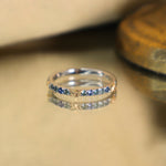 Bluebell Montana Sapphire Ombre Ring with Golden Leaves