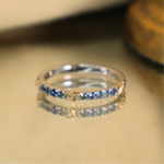 Bluebell Montana Sapphire Ombre Ring with Golden Leaves