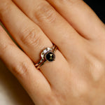 Marigold Solitaire Rose Cut Black Diamond Ring Size 6.25