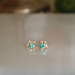 'Laurel' Emerald and Diamond Stud Earrings Ready to Ship