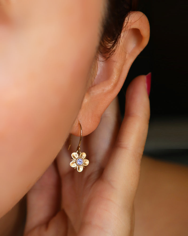 Forget Me Not Dangle Tanzanite Earrings