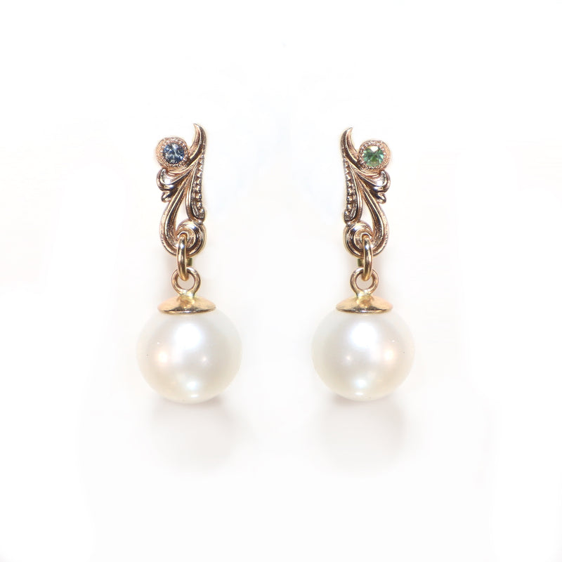 Hera Montana Sapphire and 9.5mm Pearl Earrings