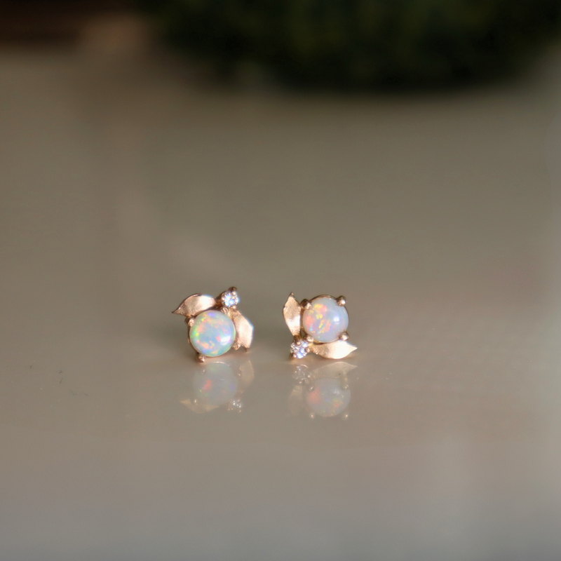 Laurel White Opal Stud Earrings Ready to Ship