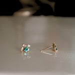 'Laurel' Emerald and Diamond Stud Earrings Ready to Ship