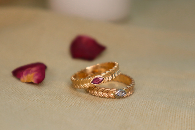 Wheat Marquise Shape Ruby Ring