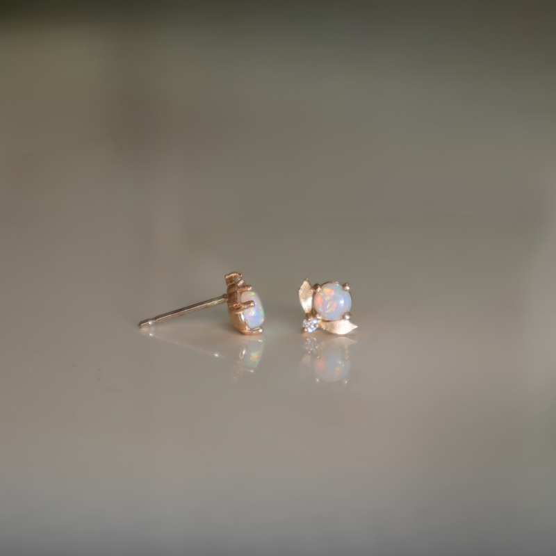 Laurel White Opal Stud Earrings Ready to Ship