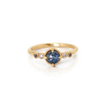 Marigold Round Rose cut Blue Montana Sapphire & Diamond Ring