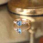 Marigold Round Rose cut Blue Montana Sapphire & Diamond Ring