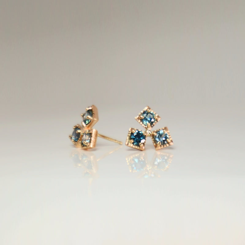 Ombre Montana Sapphire Trio Stud Earrings