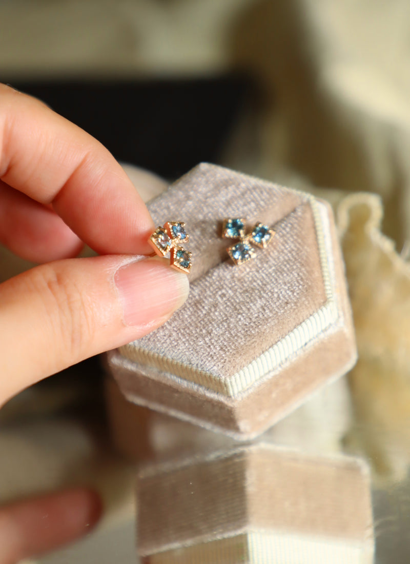 Ombre Montana Sapphire Trio Stud Earrings