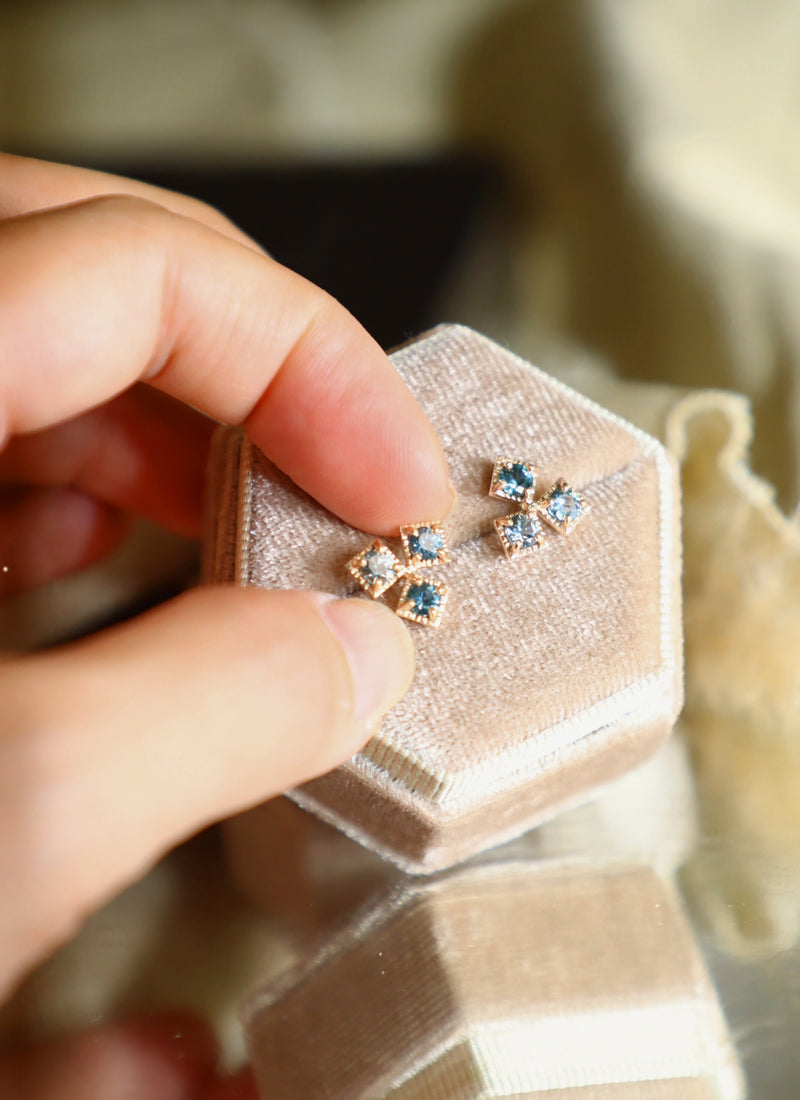 Ombre Montana Sapphire Trio Stud Earrings