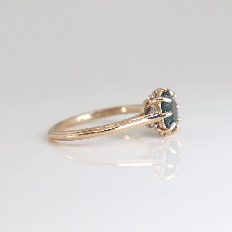 Mina Solitaire Ring with Blue Montana Sapphire and Diamond in Gold