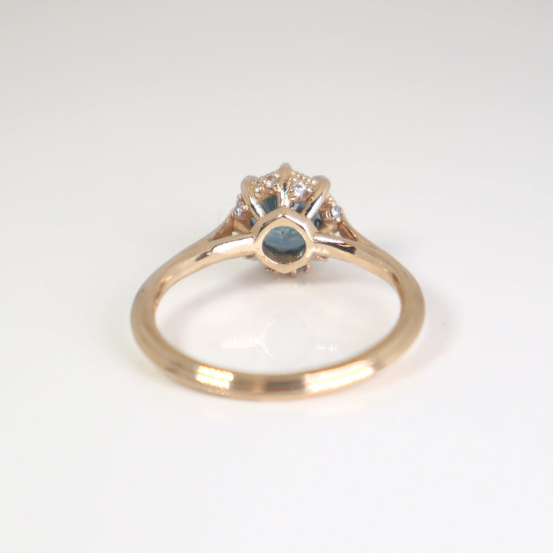 Mina Solitaire Ring with Blue Montana Sapphire and Diamond in Gold