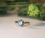 Mina Solitaire Ring with Blue Montana Sapphire and Diamond in Gold