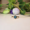 Mina Solitaire Ring with Blue Montana Sapphire and Diamond in Gold