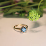 Mina Solitaire Ring with Blue Montana Sapphire and Diamond in Gold