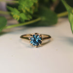 Mina Solitaire Ring with Blue Montana Sapphire and Diamond in Gold