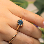 Mina Solitaire Ring with Blue Montana Sapphire and Diamond in Gold