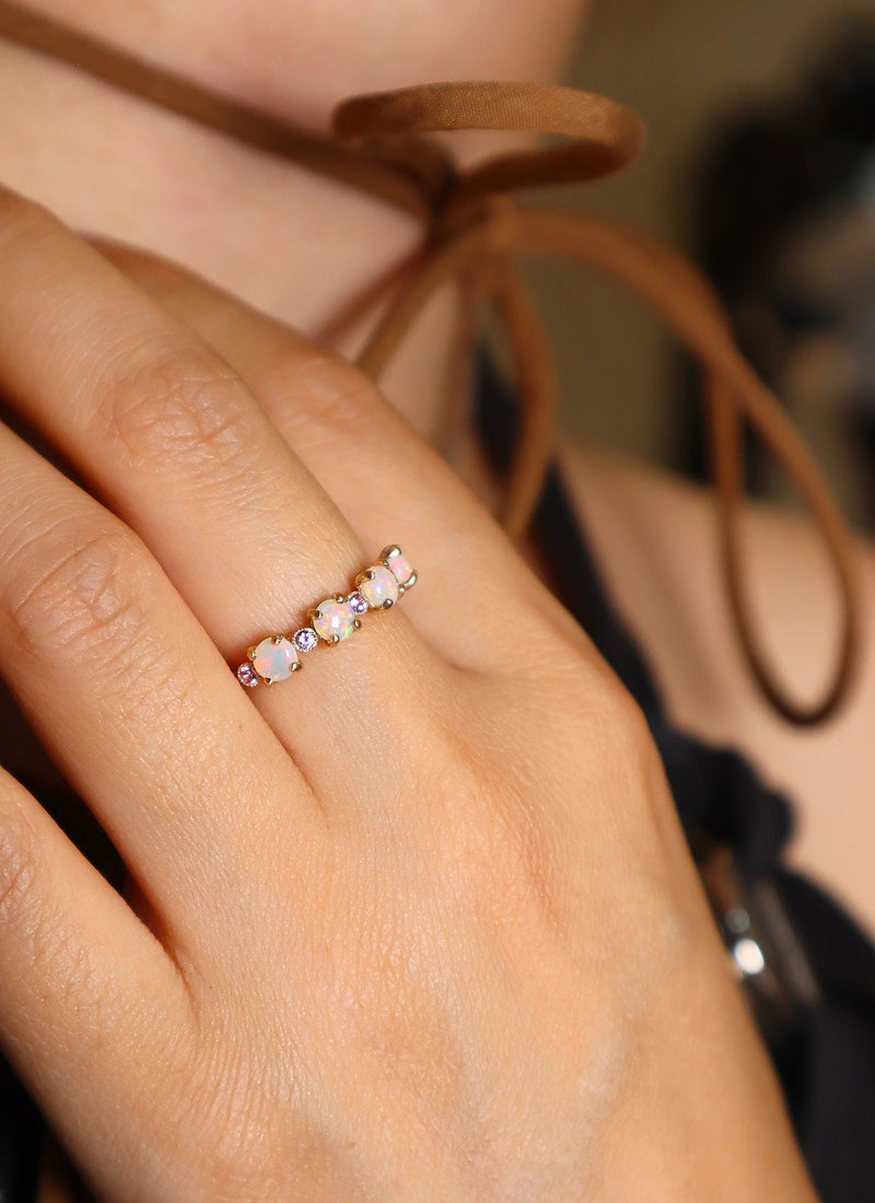 Moonrose Australian Opal and Pink Sapphire Ring