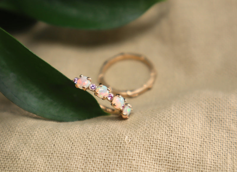 Moonrose Australian Opal and Pink Sapphire Ring