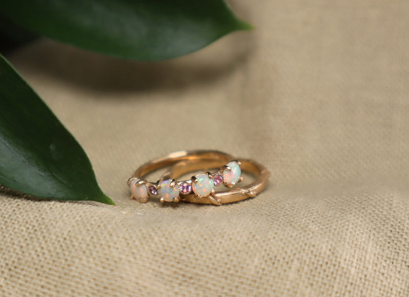 Moonrose Australian Opal and Pink Sapphire Ring