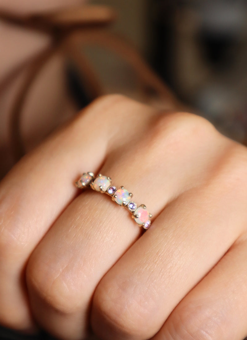 Moonrose Australian Opal and Pink Sapphire Ring