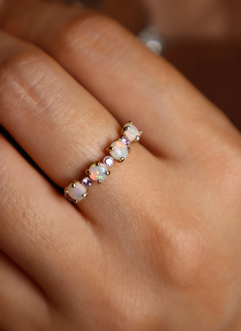 Moonrose Australian Opal and Pink Sapphire Ring