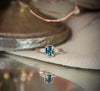 Sylvie Octagon Blue Montana Sapphire with Pear-Shaped Diamonds