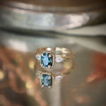 Sylvie Octagon Blue Montana Sapphire with Pear-Shaped Diamonds