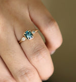 Sylvie Octagon Blue Montana Sapphire with Pear-Shaped Diamonds