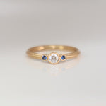 Marigold Pods Three stone Diamond and Blue sapphire band Size 5-7