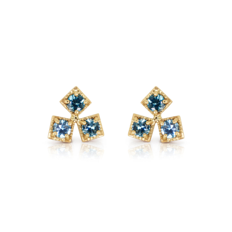 Ombre Montana Sapphire Trio Stud Earrings