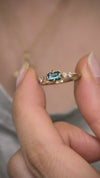 Marigold 0.54ct Emerald cut Montana Sapphire Ring with diamonds